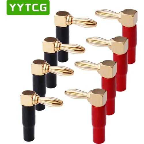 YYTCG 8Pcs Right Angle 90 Degree 4mm Banana Plug Screw L Type for Binding Post Amplifiers Video Speaker Adapter Connector