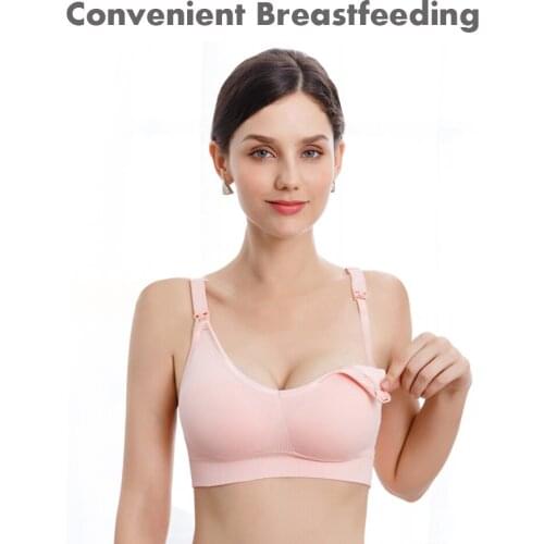 Women Maternity Nursing Bra YOUHA Seamless Breastfeeding Bras No Underwire Wireless Padded Maternity Bra Bralette