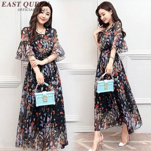 Woman beach dress 2018 new arrival floral print ankle length long dresses casual summer dress with flounces NN0312 CQ