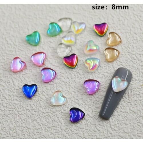10pcs/lot Korea 3D Nail Art Decorations Kawaii resin Heart Nail Parts Candy color Nail Accessories DIY Charm Nail Supplies
