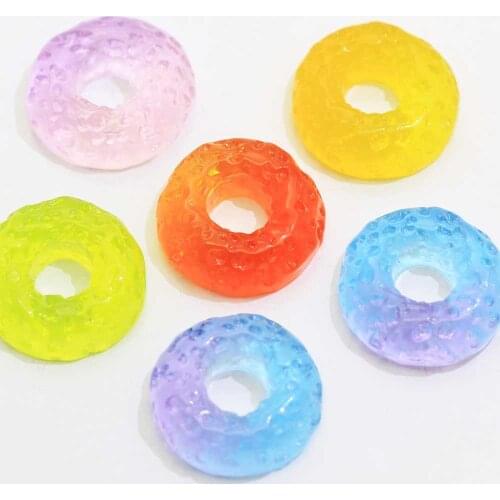 100/50pcs Cute Candy Color Donut Circle Round Shape Resin Cabochon Flatback Simulation Food DIY Decoration Crafts 15mm