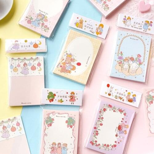 100Sheets Sweet Girls Daily Life Memo Pad Writing Message Notes Decorative Notepad Note Students Stationery Office Supplies Gift