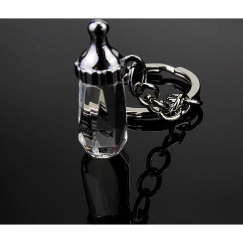 100pcs Baby Shower Gifts Baptism Milk Bottle Keychain Keychain wedding Favors for Guest