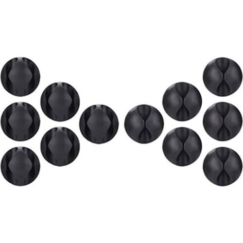 12Pcs Self Adhesive Black Cable Clip Holders Cable Organizer Cord Management for Home and Office