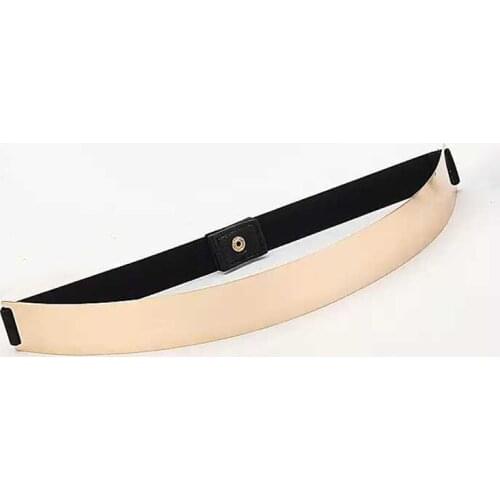 15 pieces/lot) black nude womens elastic metal plated metallic gold mirror belt