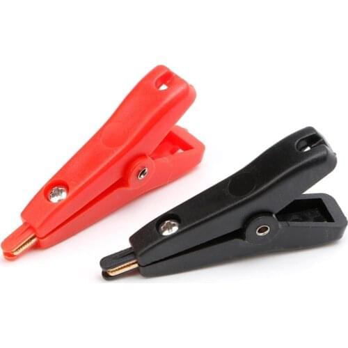 2PCS/sets 5A Flat Copper Crocodile Clamp 53mm LCR Kelvin Clip Positive And Negative Two Stage Test Clamp Black Red