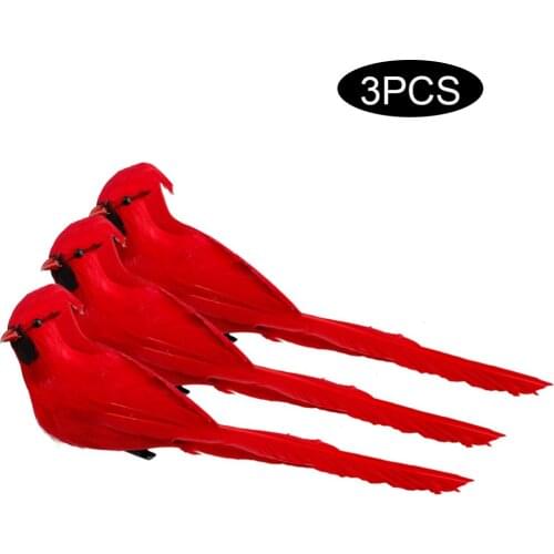 3Pcs Lifelike Cardinal Clip On Christmas Tree Ornament Door Decorations With Alligator Clips Red Feathers Artificial Birds