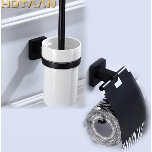 Free shipping,Black Color Stainless Steel Bathroom Accessories Set,Paper Holder toilet brush holder,bathroom sets,YT-10700H-2