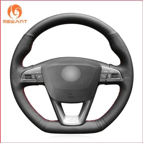 Black Artificial Leather Steering Wheel Cover for Seat Leon Cupra R 2013-2019 Leon ST Cupra 2013-2019 Ateca Cupra 2016-2019