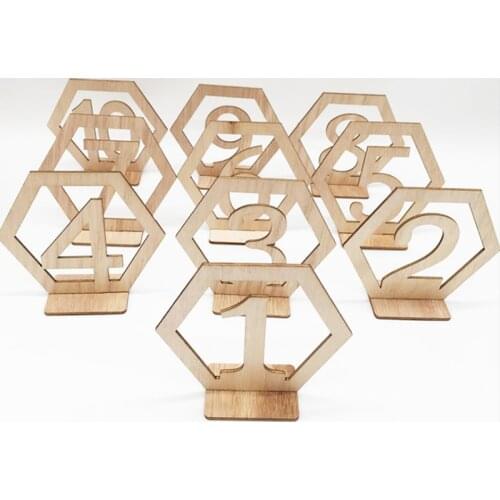 10pcs 1-10 Customized Wedding Supplies Digital Seat With Base Birthday Plate Decoration Wooden Table Number Identification Card
