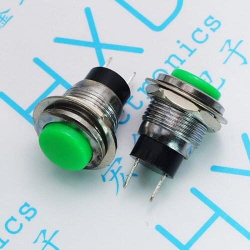 DS-318 green button switch mounting hole 12MM lock switch from reset button