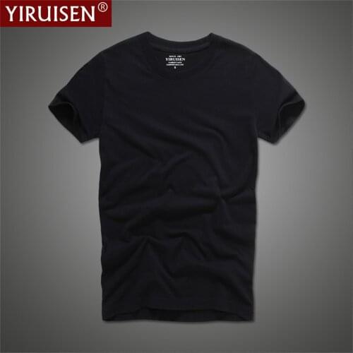 Brand YIRUISEN Mens Solid Color T-Shirt 100% Cotton Homme Vintage Tshirts For Male Fashion Comfortable Tees High Quality Shirt