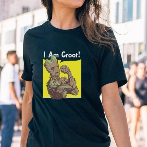 Summer Hot Sale I Am Groot Printed Women T-shirt Kawaii Groot Tee Funny Cartoon Clothing Vintage Aesthetic Anime Shirt Female