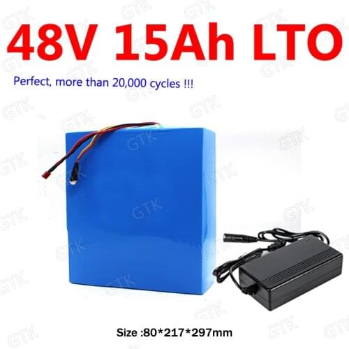 GTK LTO 48V 15AH Lithium titanate battery 30A BMS 20S LTO for 1000W 750W bike scooter bicycle AGV bakfiets vehicle +5A charger