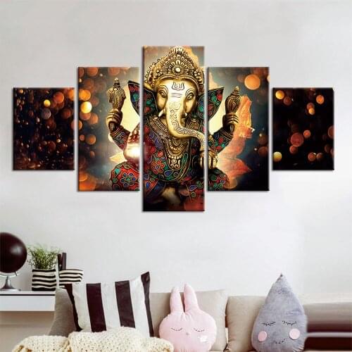 Canvas Art Painting 5 Pieces religion Hindu god Module Printed Poster Shiva Scary image Wall Art Home Decor Living Room Poster
