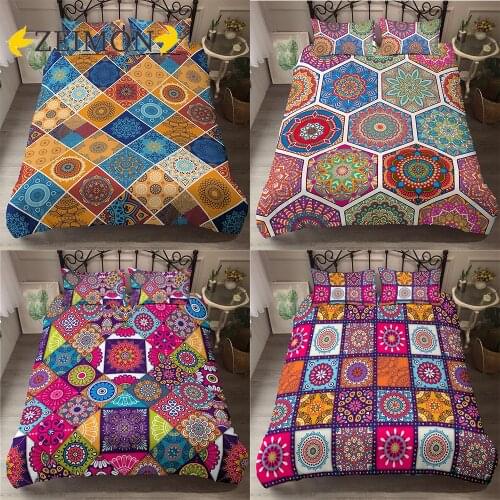 ZEIMON Bohemia Patchwork Duvet Cover Set Boho Mandala Bedding Set For Adults Bedcloth 2/3pcs Queen King Twin Size Bed Set