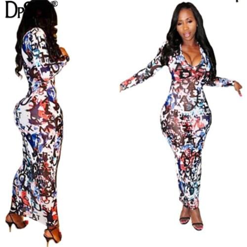DPSDE Print Streetwear Colorful Women Bandage Dress Full Sleeve Casual Long Sexy Dress Package Hip Autumn New 2020 Bodycon Dress
