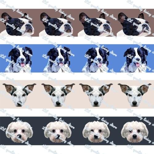 WL 7/8” 22mm Cute Dog Avatar Grosgrain Ribbon Gift Wrapping Hair Bow Diy Party Decoration Craft Supplies Animal Collar