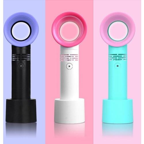 Summer Mini Handheld Bladeless Fan USB Rechargeable Portable No Leaf Handy Cooling Fan Ultra-quiet Air Cooler Fan