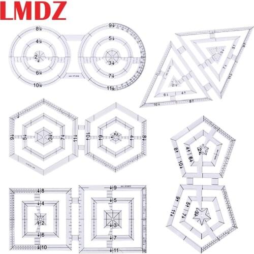 LMDZ 1Pcs Transparent Acrylic Patchwork Rules Sewing Parts Twin Ruler Quilting Rules Double-Pentagon and Double Circle Ruler