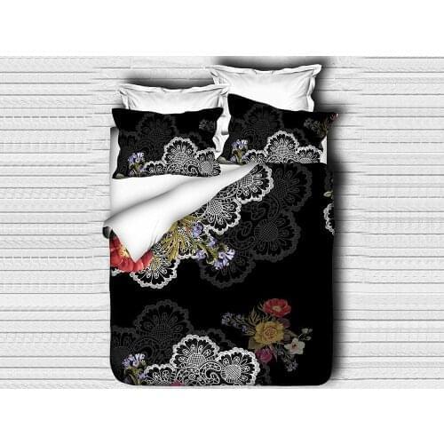 Best Class Digital Printed 3D Single Personality Duvet cover set Black Rose