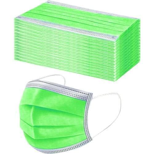 50pcs Disposable Mask Adult 3ply Filters Face Mouth Mask Elastic Ear Loop Green/blue/beige/black Mascarillas Halloween Cosplay
