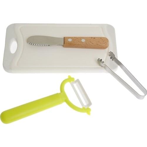 Kids Kitchen Utensils Set Mini Chopping Board Food Clipping Peeling Brush Small Knife Life Practical Materials Montessori