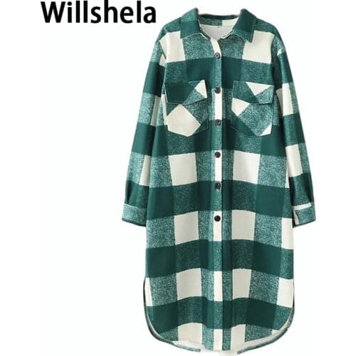 2021 New Women Oversized Coat Long Checked Casual Fashion Chic Women Jackets Long windbreaker Outfits