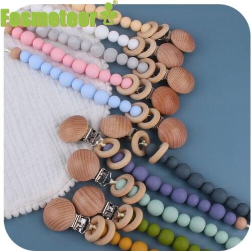 Fosmeteor Silicone Baby Anti-drop Chain Pacifier Clips No BPA Infant Nipple Appease Soother Chain Clips Dummy Holder