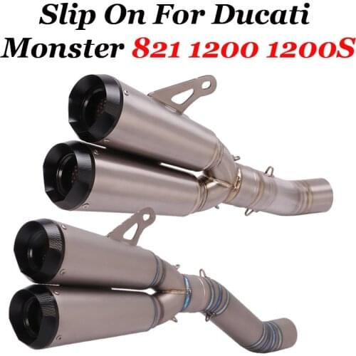 Slip On For DUCATI Monster 821 1200 1200S 2019 2020 Motorcycle Exhaust Escape Modiifed Titanium Alloy Middle Link Pipe Muffler