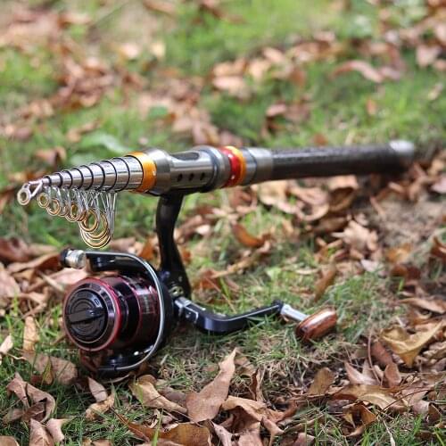 Fishing rod and reel set 1.8-3.6m telescopic carbon fishing rods spinning fishing reel Short travel stick fishing bait set