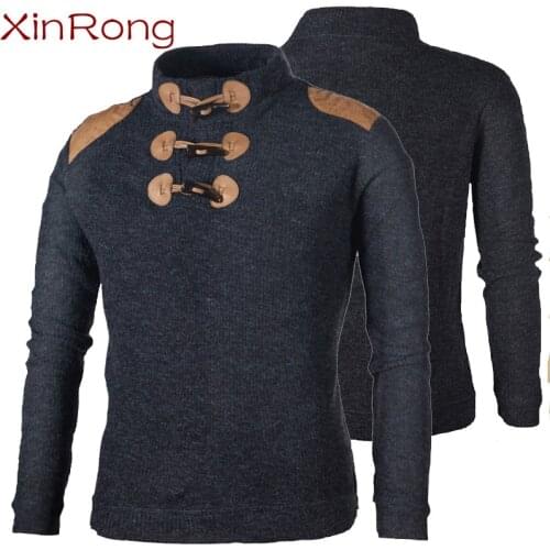 2021 spring pullover mens college style patch color stand-up collar slim-fit sweater fashion youth cotton sweater knit sweater