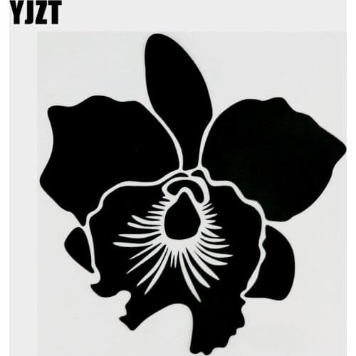 YJZT 14.5CM×15.2CM Fashion Plant Flower Graphical Vinyl Car Sticker Decal Black/Silver 18B-0292