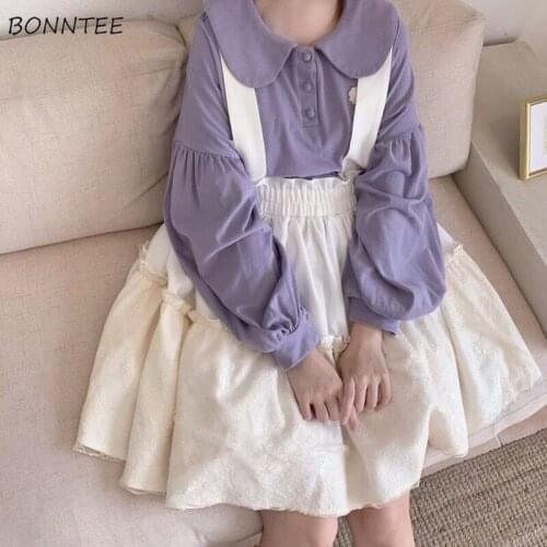 Skirts Women High Waist Japanese Style Lovely Sweet Summer Female Ruffles A-line Solid Trendy Leisure Students Streetwear Faldas