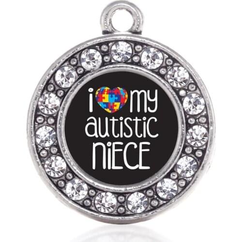 Family Jewelry I Heart My Autistic Niece Message Charms Niece Jewelry Making Pendants Autism Niece Gifts Accessories