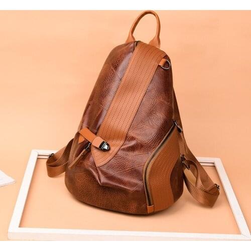 Women Vintage Anti-theft Backpacks Shoulder Bag Leather Backpack Bag Large Capacity School Bags