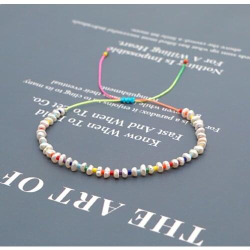 Bohemian Seaside Beach Wind Baroque Natural Freshwater Pearl Miyuki Rice Bead Bracelet Women Jewelry Summer Beach Beads