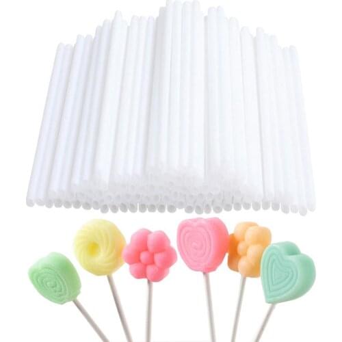 100PCS Plastic Eco-Friendly Lollipop Sticks Cake Pop Sticks Chocolate Sugar DIY Maker Tool Candy Making Mould White Baking Tools