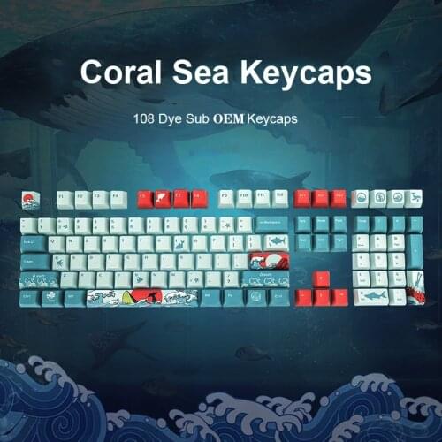 108 Keycaps For FILCO SteelSeries APEX Mechanical Gaming Keyboard Coral Sea Keycaps OEM PBT Sublimation 61/87/104 Keys