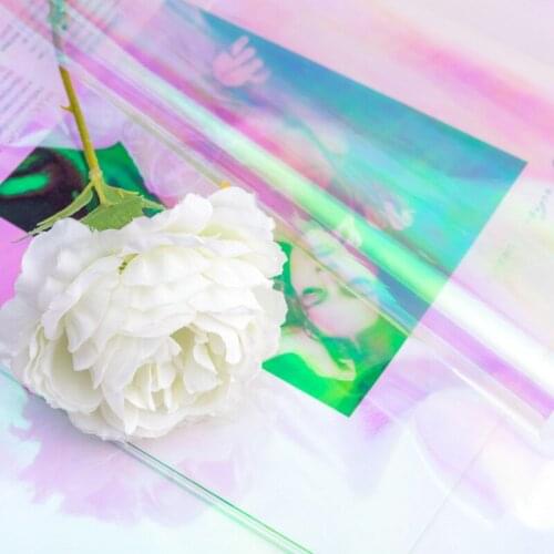 15pcs Iridescent Bouquet Wrapping Cellophane Rainbow Film Valentines Day Gift Packaging Birthday Wedding Party Decorations