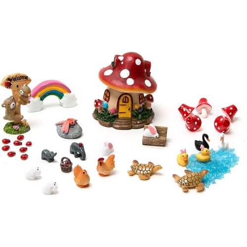 33Pcs/set Fairy Garden Miniatures DIY Doll House Model Terrarium figurines Home Bonsai Succulents Micro Landscape Decoration