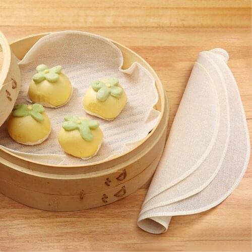 4Pcs/Set Household Kitchen Cotton Steamer Cloth Steamed Kitchen Accessories Steamed Gauze Basket Cloth Cotton Round Cloth