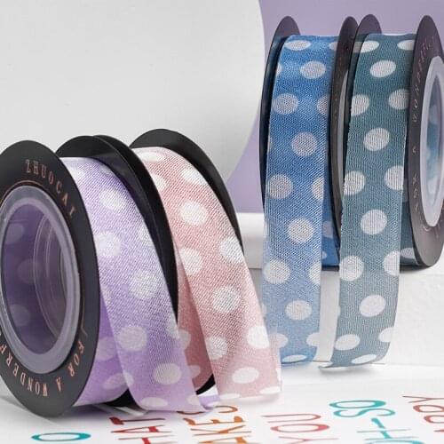 5yards 15mm White Dots Organza Ribbon Bow Material For Hair Accessories Flowers Gift Wrapping Decoration Lace Ribbons