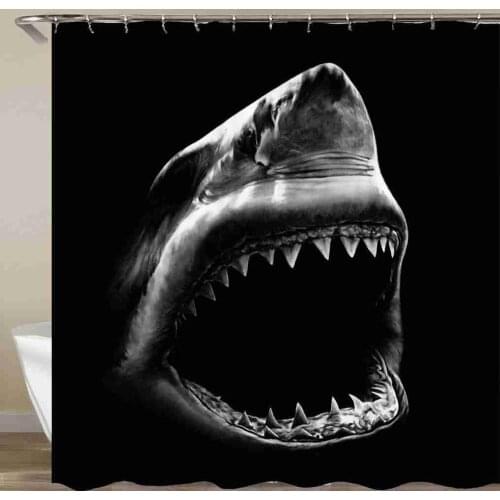 Shark Shower Curtain Jumping Dolphin Bathroom Curtain Waterproof Fabric With Hook 72x72 Inch