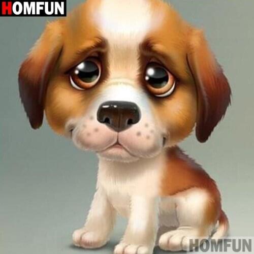 HOMFUN Full Square/Round Drill 5D DIY Diamond Painting "Cartoon animal dog" 3D Diamond Embroidery Cross Stitch Home Decor A19406