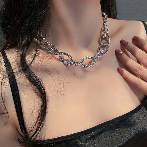 American Fashion and Fully-jewelled Necklace Geometric Metal Fashion Short Necklace Trending Unique Choker Exaggerated Necklace