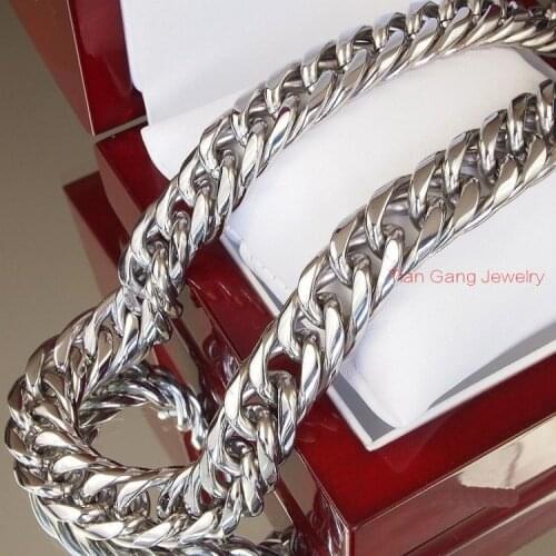 7"-40" Heavy Charm 316L Stainless Steel 16MM Silver Color Cuban Curb Link Chain Mens Necklace or Bracelet Cool Jewelry