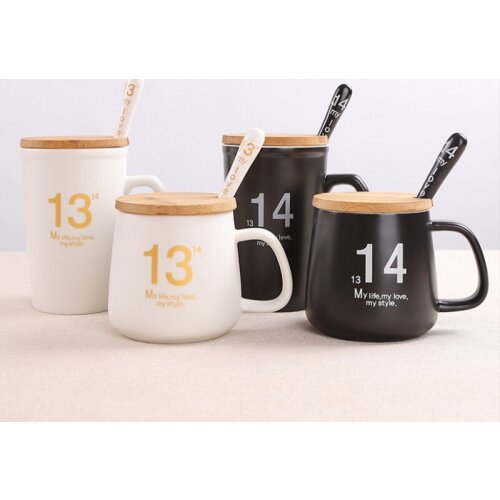 Porcelain Coffee Mug with Spoon