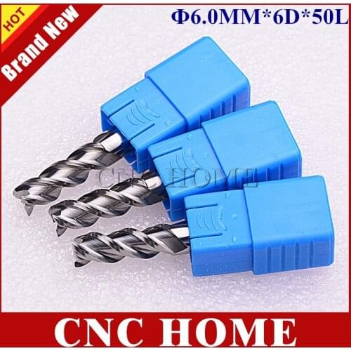 Hrc45 5pcs 6x6mm solid carbide end mill aluminum, carbide inserts, special milling cutter for cutting aluminum, copper alloys