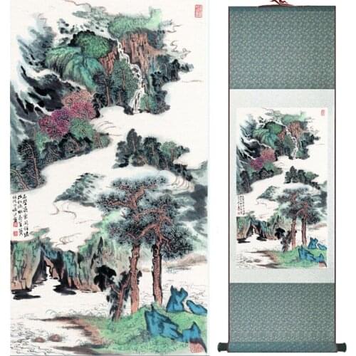 Landscape painting Home Office Decoration Chinese scroll painting mountain and River paintingPrinted painting060501